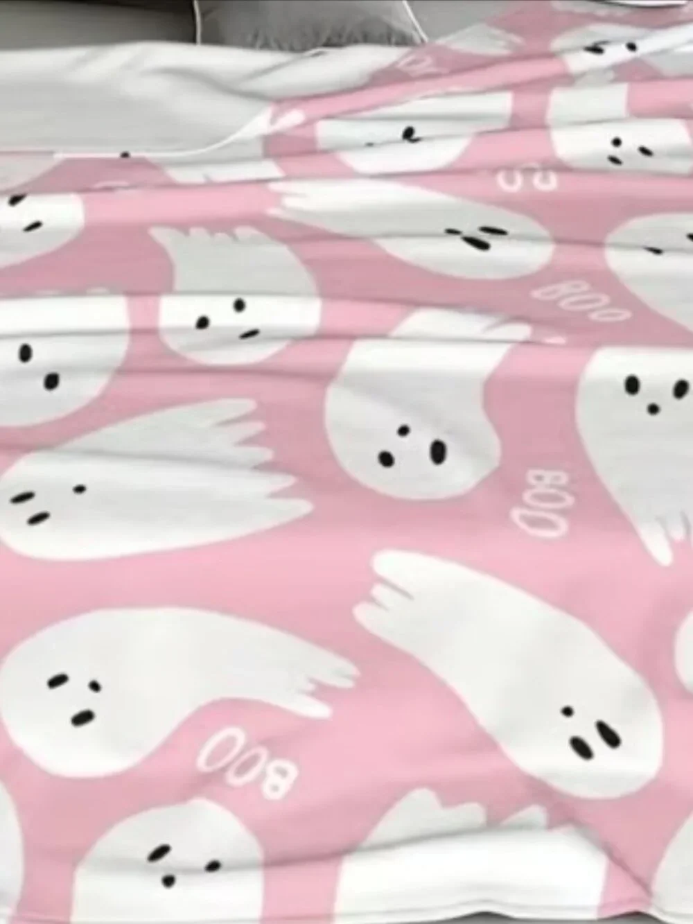 Halloween Ghost Pink Boo Plush Blanket